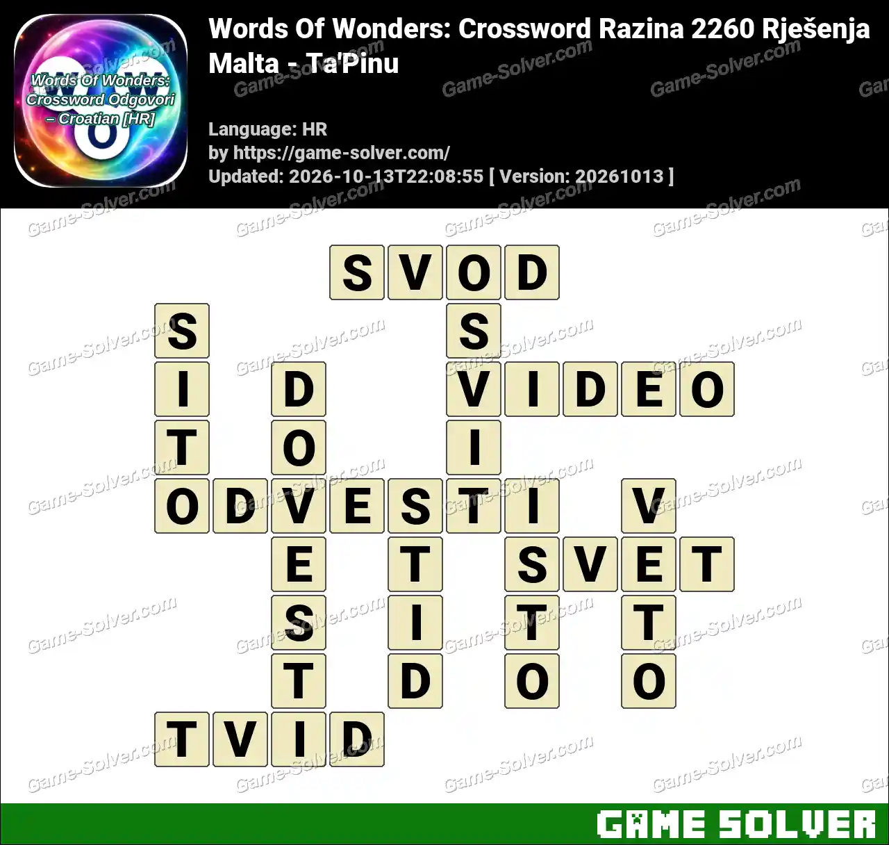 Words Of Wonders: Crossword Razina 2260 Rješenja – Malta – Ta’Pinu